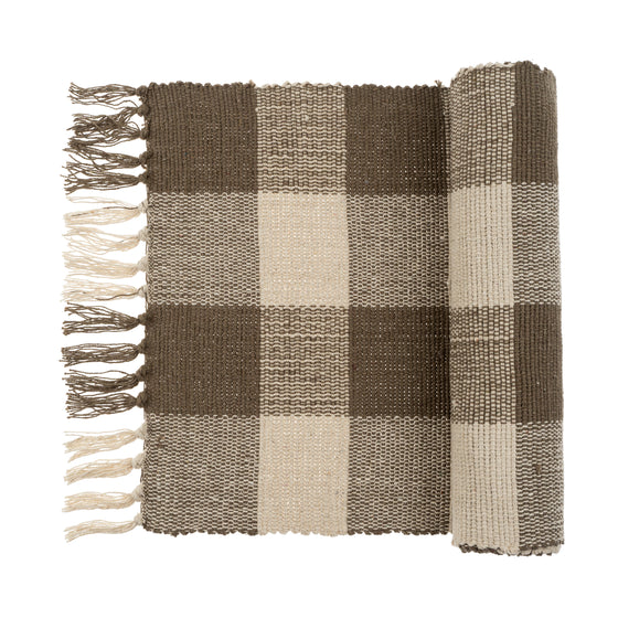Gingham Table Runner - Greige