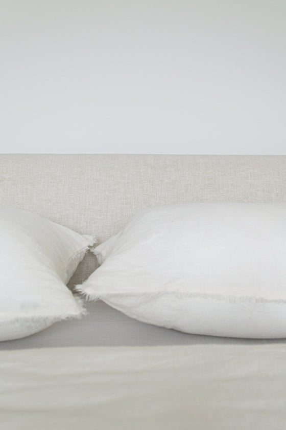 Lina Linen Queen Duvet Cover Set - Ivory