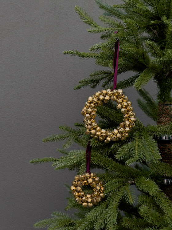 Jingle Bell Wreath Ornament - Gold