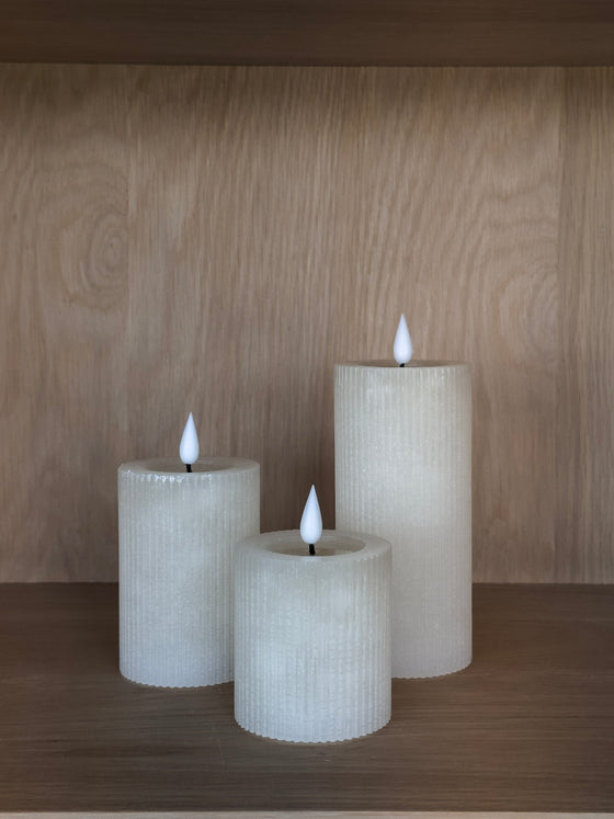 LED Pillar Candles Cream S/2