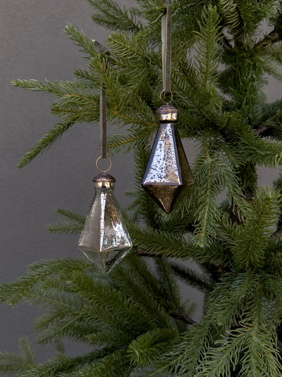 Diamond Droplet Ornament - Silver