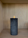 LED Pillar Candles Black S/2