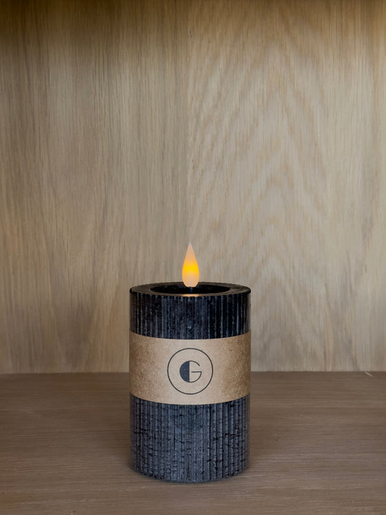 LED Pillar Candles Black S/2