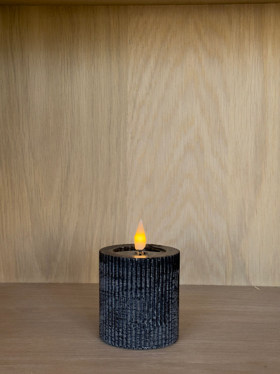 LED Pillar Candles Black S/2