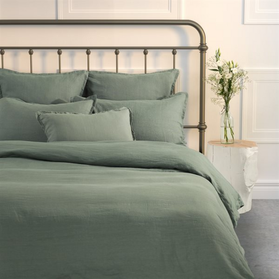 100% Organic Cotton Duvet Cover Set - Sage Green