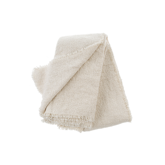 Fringe Boucle Bed Blanket - Off White