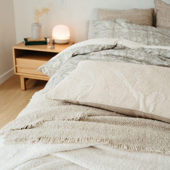Fringe Boucle Bed Blanket - Off White