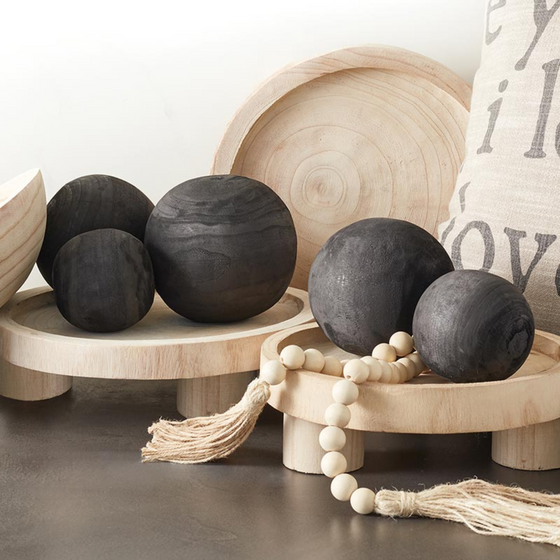 Decorative Black Wood Sphere