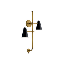  Sylvia 2 -Light Wall Sconce - Black and Warm Brass