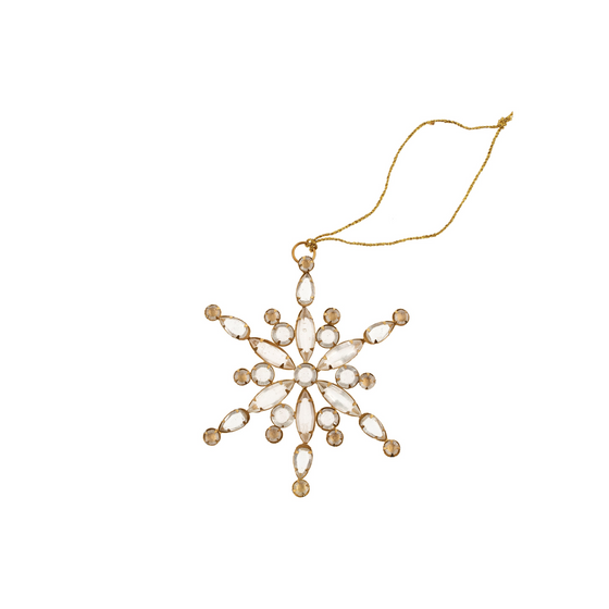 Beaded Snowflake Ornament - Antique Brass