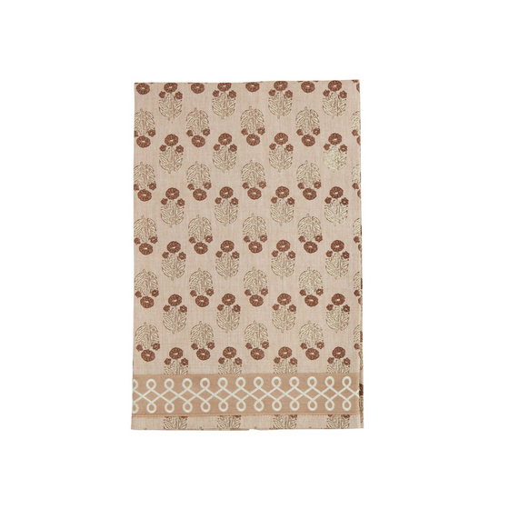 Embroidered Hem Dishtowel - Taupe/Chambray Assorted