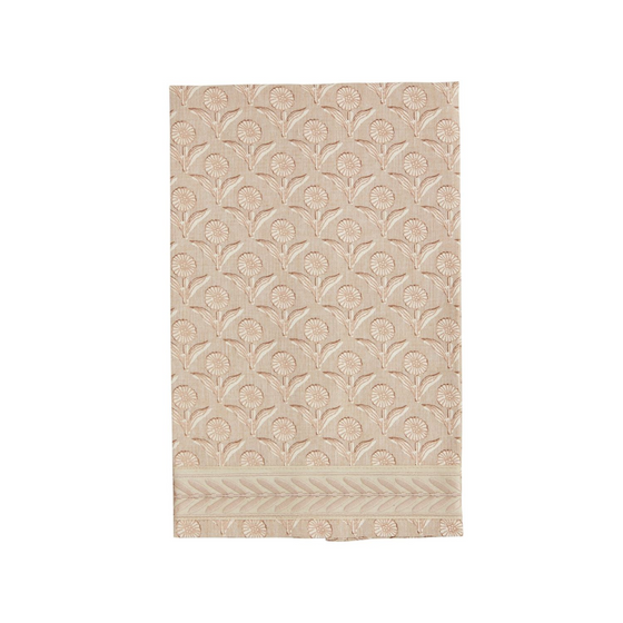 Embroidered Hem Dishtowel - Taupe/Chambray Assorted