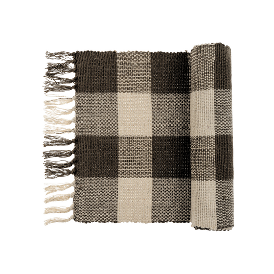 Gingham Table Runner - Charcoal