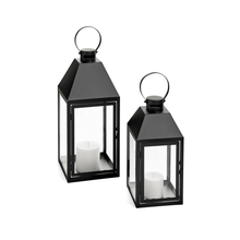  Black Metal & Glass Lantern