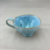 Stoneware Organic-Shaped Footed Mug - Blue