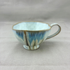 Stoneware Organic-Shaped Footed Mug - Cream/Blue