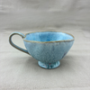 Stoneware Organic-Shaped Footed Mug - Blue