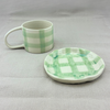 Grid Pattern Stoneware Plate - Green