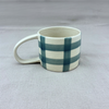 Grid Pattern Stoneware Mug - Blue