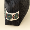 Rosette Velvet Vanity Pouch, Large - Navy