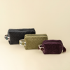 Rosette Velvet Vanity Pouch, Large - Navy