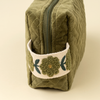 Rosette Velvet Vanity Pouch, Medium - Green