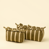 Block Print Stripe Pouch - Olive - Small