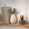 Small Lantern LED Lamp w/Chimney - Coffee 9"H