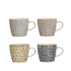 Floral Patterned Stoneware Mug - Navy