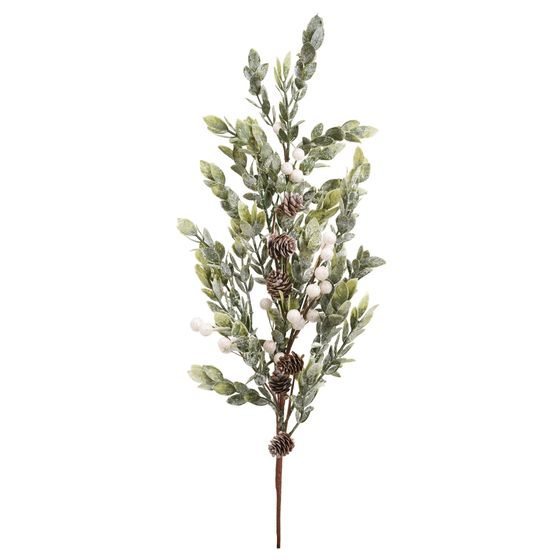 26" White Berry & Pinecone Stem