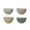Floral Patterned Stoneware Bowl - Navy