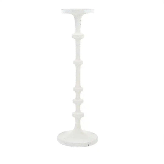 Textured Metal Candlestick - White