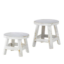  Large Distressed White Stool Riser