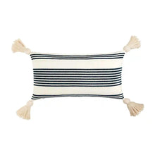 Lumbar Striped Tassel Pillow