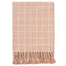  Cordova Checked Cotton Woven Throw - Dusty Pink