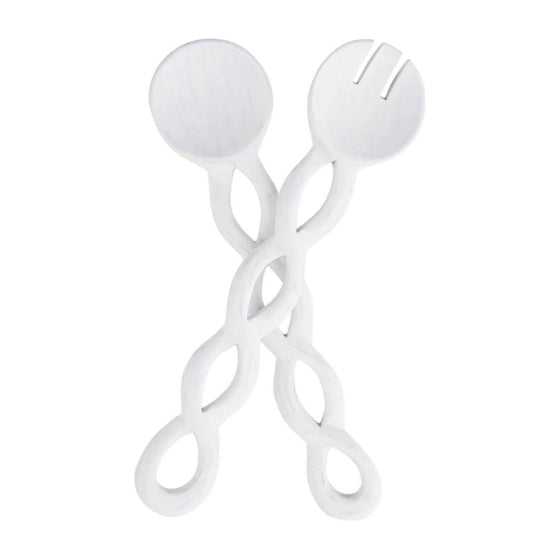 Twisted Wood Server Set - White