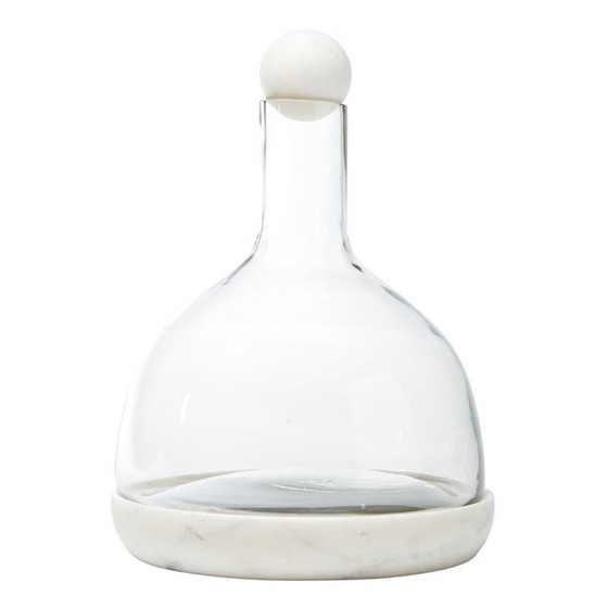 Marble & Glass Wine Carafe White